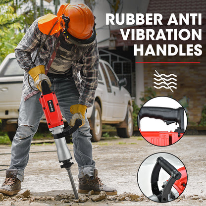 2200W Pro-Grade Electric Jackhammer with Chisels and Steel Carry Case, 30mm Hex