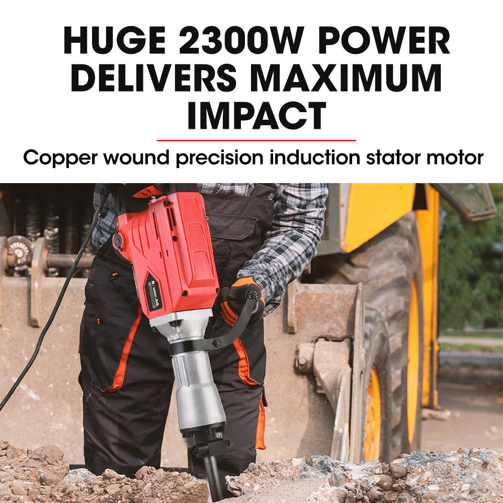 2300W Electric Demolition Jackhammer with Chisels & Case, 0.76m Hex Ram Head