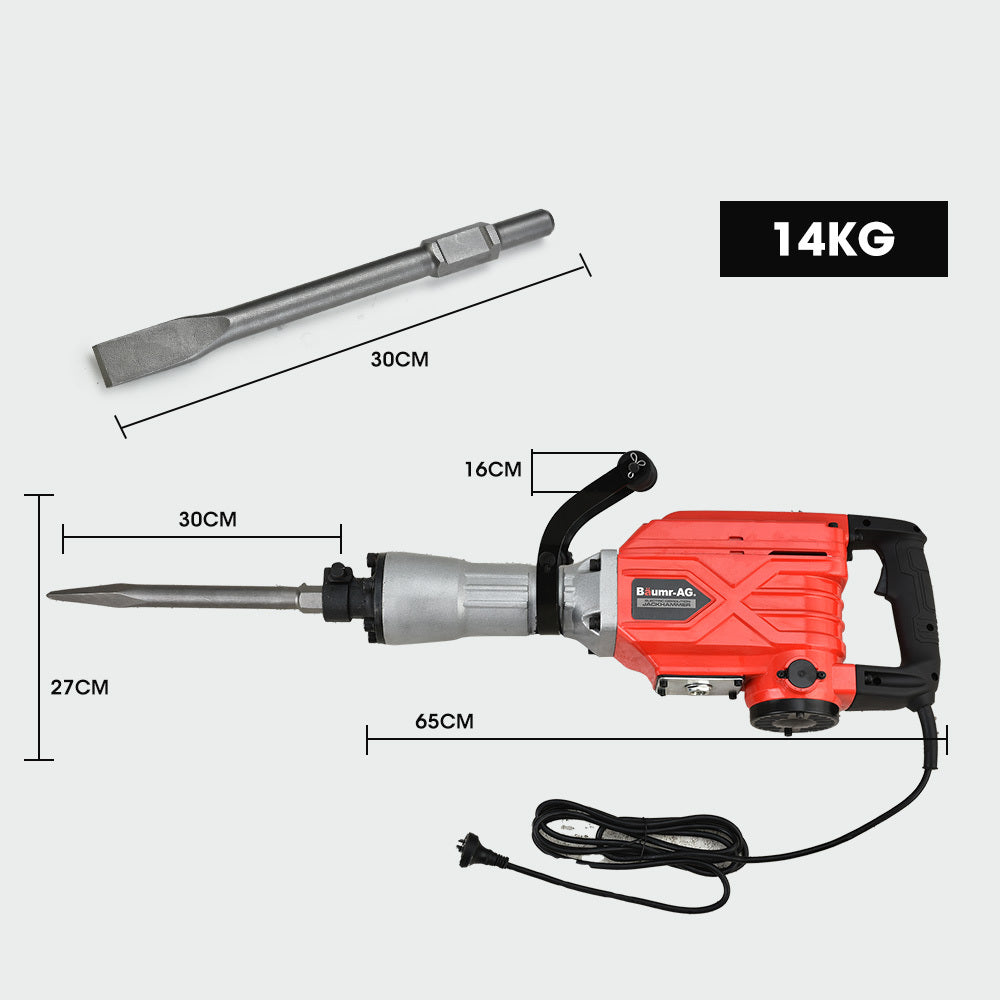 2300W Electric Demolition Jackhammer with Chisels & Case, 0.76m Hex Ram Head