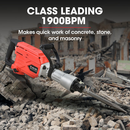 2300W Electric Demolition Jackhammer with Chisels & Case, 0.76m Hex Ram Head