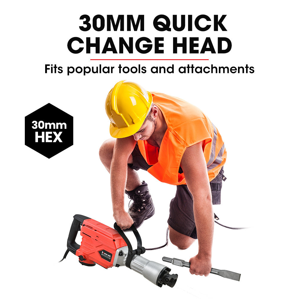 2300W Electric Demolition Jackhammer with Chisels & Case, 0.76m Hex Ram Head