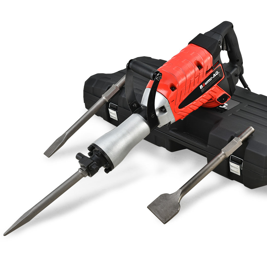 2400W Pro-Grade Electric Jackhammer with 3 Chisels & Carry Case, 30mm Hex