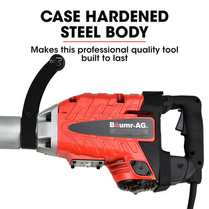 2400W Pro-Grade Electric Jackhammer with 3 Chisels & Carry Case, 30mm Hex