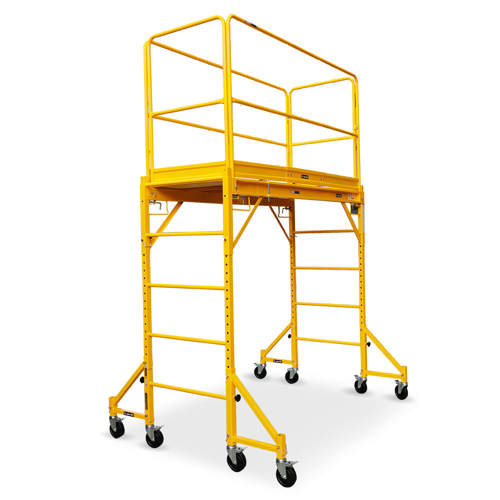 1.9 x 0.8 x 1.8m Mobile Scaffold Platform with Guard Rails & Outrigger Wheels