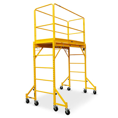 1.9 x 0.8 x 1.8m Mobile Scaffold Platform with Guard Rails & Outrigger Wheels