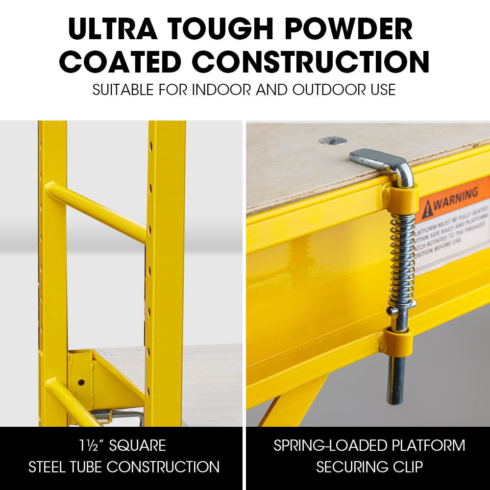 1.9 x 0.8 x 1.8m Mobile Scaffold Platform with Guard Rails & Outrigger Wheels