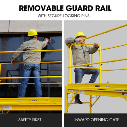 1.9 x 0.8 x 1.8m Mobile Scaffold Platform with Guard Rails & Outrigger Wheels
