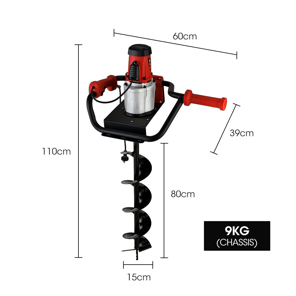 1500W Electric Post Hole Digger with 0.15m Auger and Safety Features