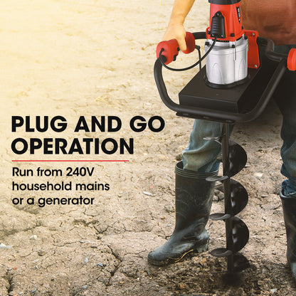 1500W Electric Post Hole Digger with 0.15m Auger and Safety Features