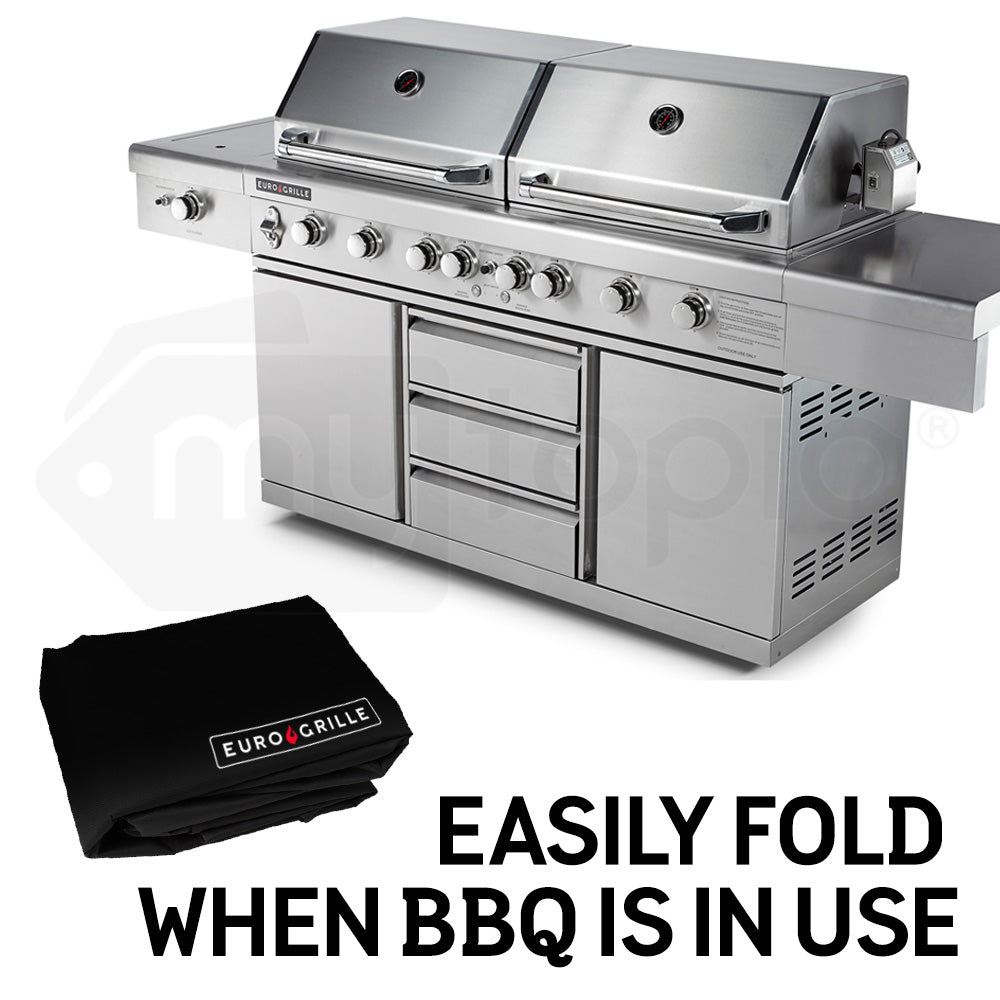 Durable Waterproof Cover for 9 Burner Double Hood BBQ - Fits EuroGrille
