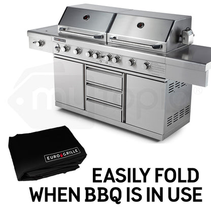 Durable Waterproof Cover for 9 Burner Double Hood BBQ - Fits EuroGrille