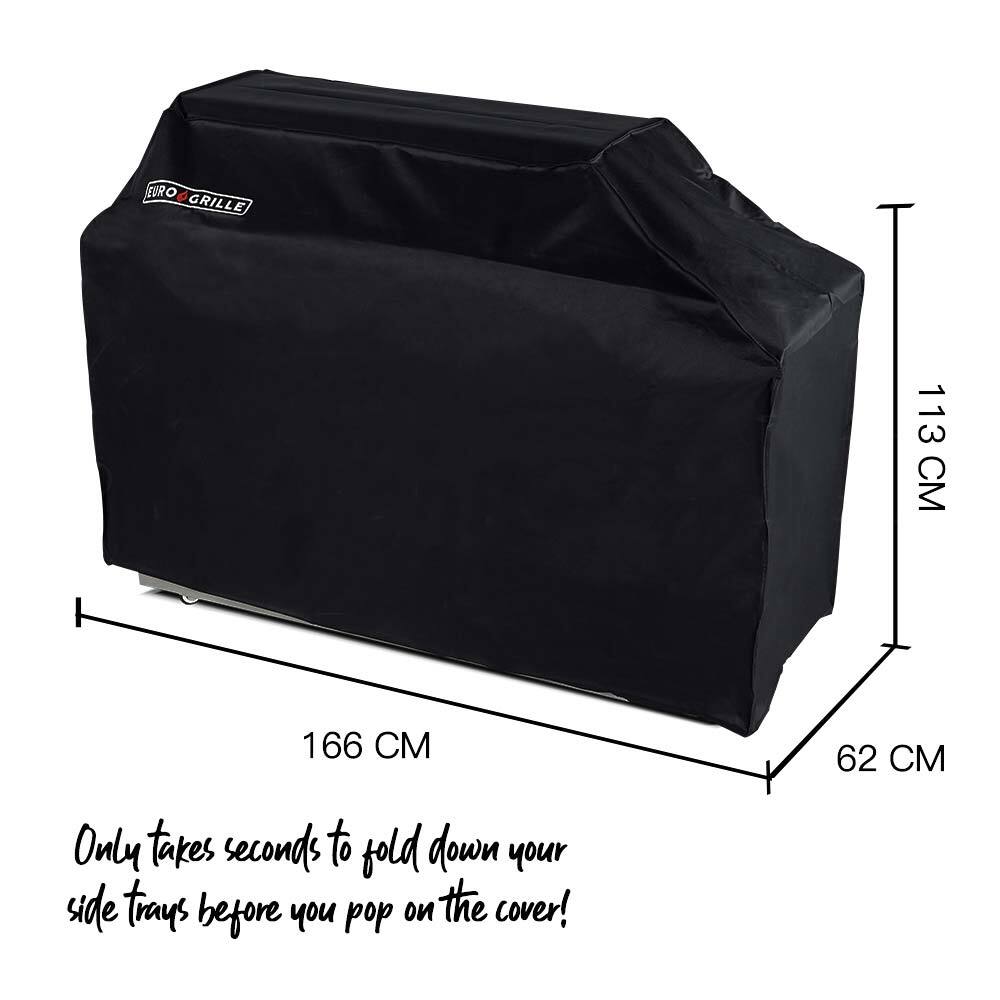Durable Black Cover for 8 Burner BBQ - Waterproof PVC Fabric, Reinforced Corners