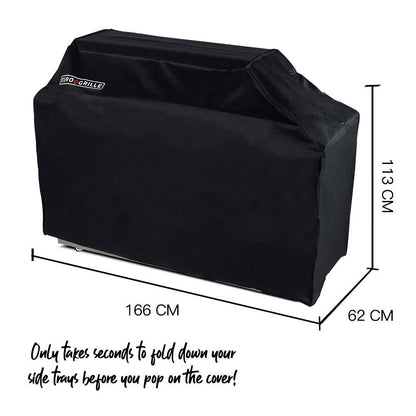 Durable Black Cover for 8 Burner BBQ - Waterproof PVC Fabric, Reinforced Corners