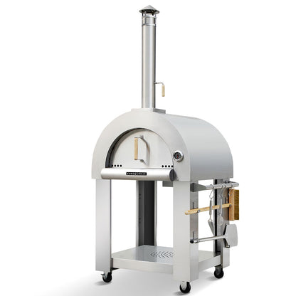 Stainless Steel Outdoor Wood Fired Pizza Oven with Ceramic Bricks, 0.75 x 0.64m
