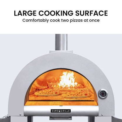 Stainless Steel Outdoor Wood Fired Pizza Oven with Ceramic Bricks, 0.75 x 0.64m