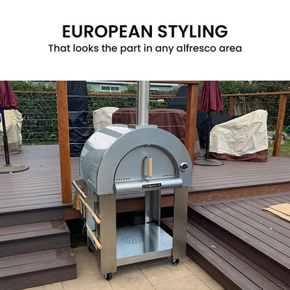 Stainless Steel Outdoor Wood Fired Pizza Oven with Ceramic Bricks, 0.75 x 0.64m