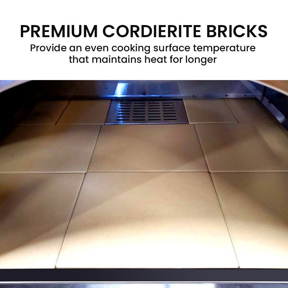 Stainless Steel Outdoor Wood Fired Pizza Oven with Ceramic Bricks, 0.75 x 0.64m