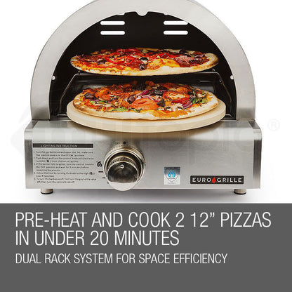 Portable Stainless Steel Pizza Oven with 0.3m Stone, LPG Powered for Outdoor Use