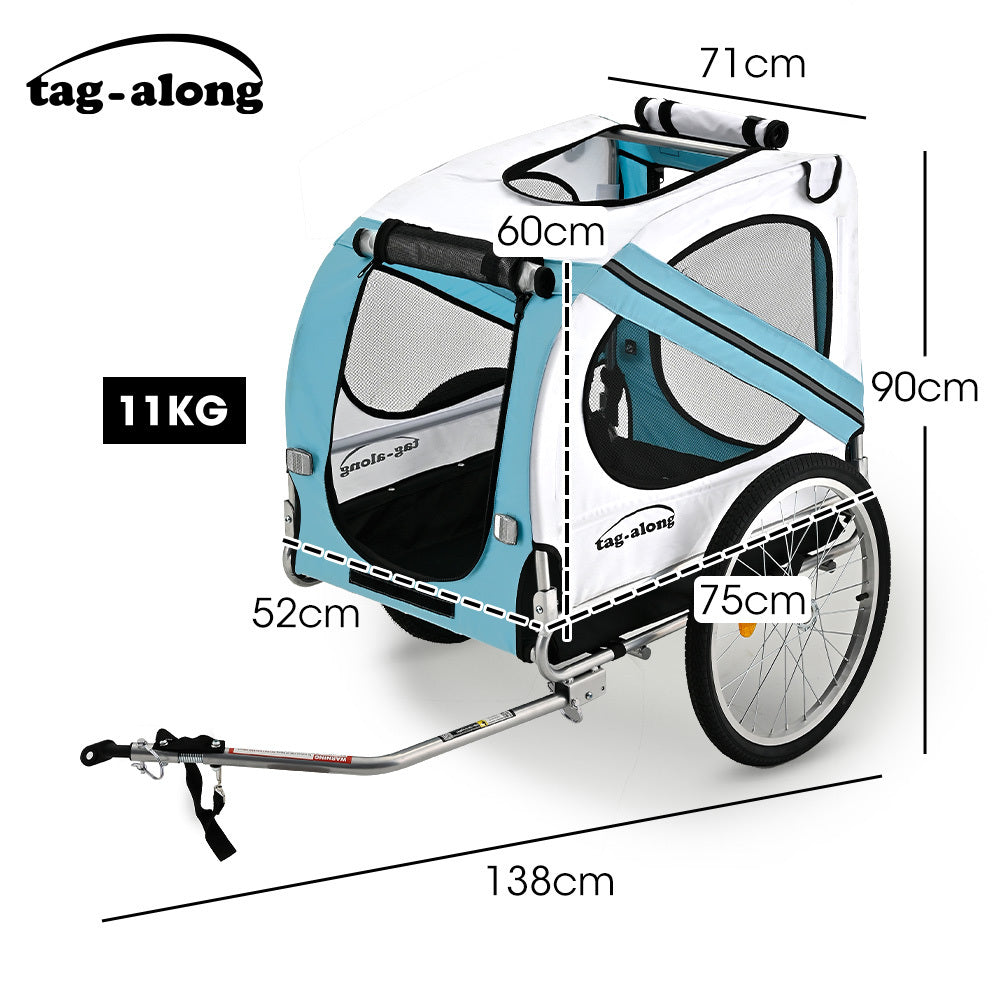 Pet & Cargo Bike Trailer with 0.5m Wheels and 40kg Capacity - Blue