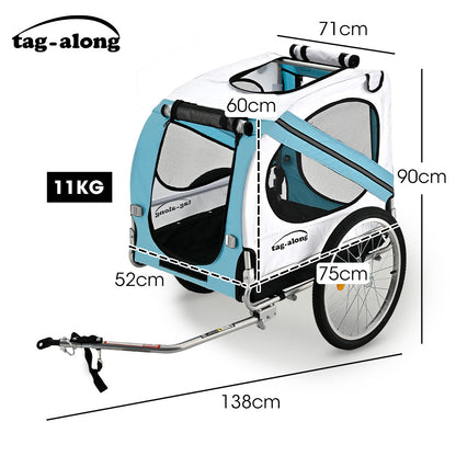 Pet & Cargo Bike Trailer with 0.5m Wheels and 40kg Capacity - Blue