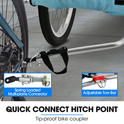 Pet & Cargo Bike Trailer with 0.5m Wheels and 40kg Capacity - Blue