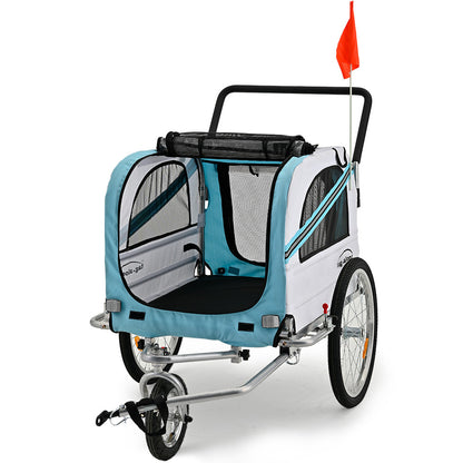 Convertible Pet & Cargo Bike Trailer Stroller, 0.5m/0.25m Wheels, 40kg Capacity