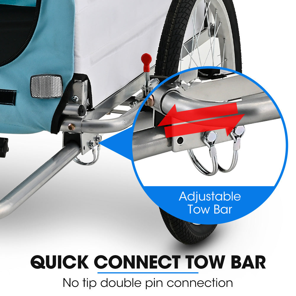 Convertible Pet & Cargo Bike Trailer Stroller, 0.5m/0.25m Wheels, 40kg Capacity