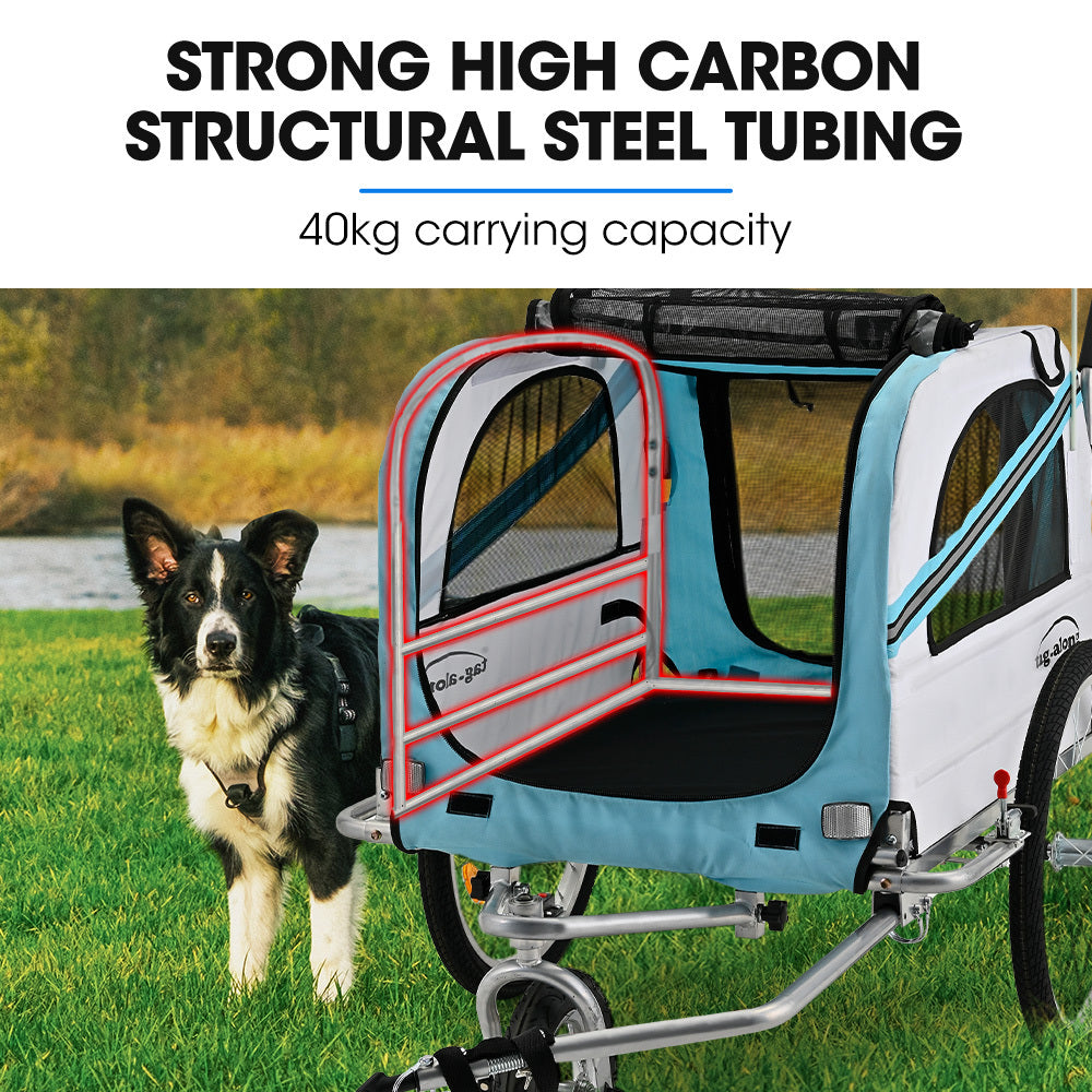 Convertible Pet & Cargo Bike Trailer Stroller, 0.5m/0.25m Wheels, 40kg Capacity