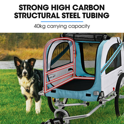 Convertible Pet & Cargo Bike Trailer Stroller, 0.5m/0.25m Wheels, 40kg Capacity