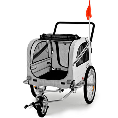 Convertible Pet & Cargo Bike Trailer Stroller, 0.51m & 0.25m Wheels, 40kg Capacity