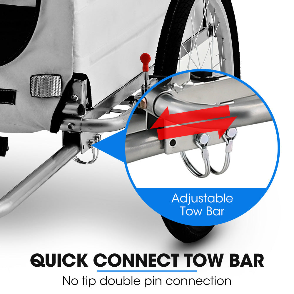 Convertible Pet & Cargo Bike Trailer Stroller, 0.51m & 0.25m Wheels, 40kg Capacity