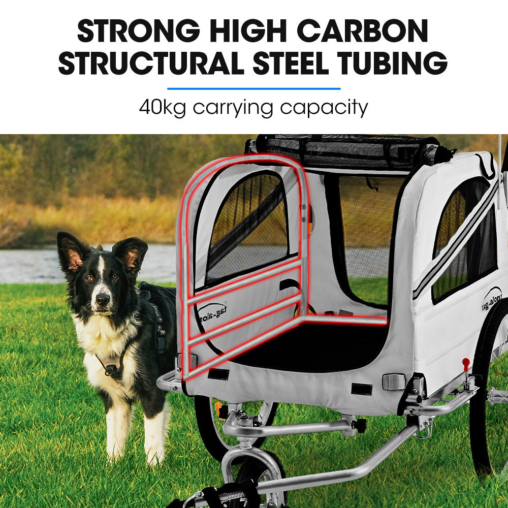 Convertible Pet & Cargo Bike Trailer Stroller, 0.51m & 0.25m Wheels, 40kg Capacity