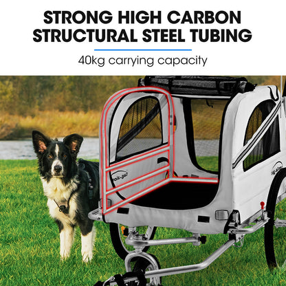 Convertible Pet & Cargo Bike Trailer Stroller, 0.51m & 0.25m Wheels, 40kg Capacity