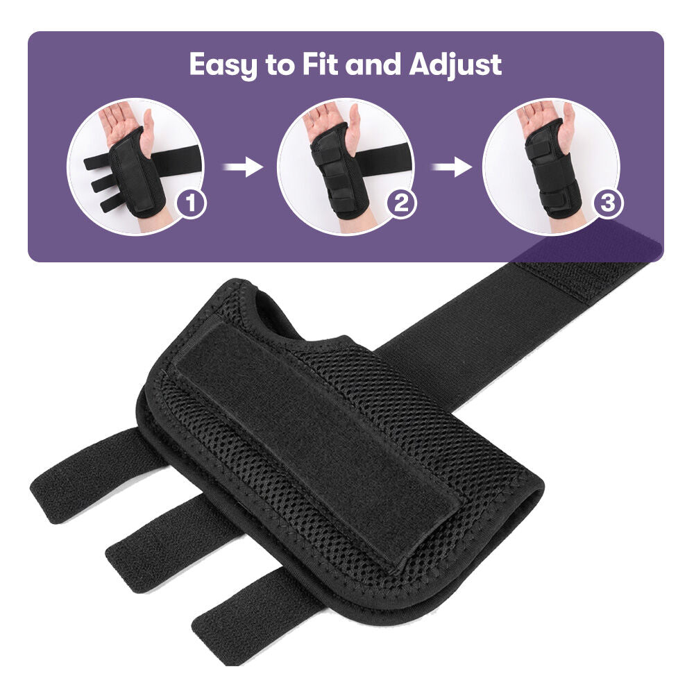 Right Wrist and Hand Brace with Aluminium Splint & Flexible Support, Black