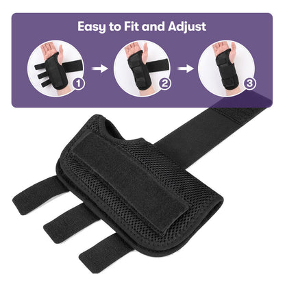 Right Wrist and Hand Brace with Aluminium Splint & Flexible Support, Black