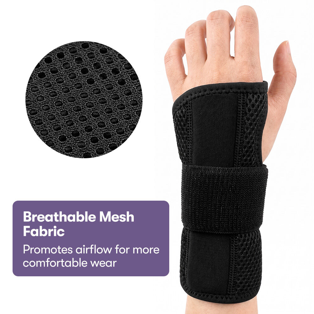 Right Wrist and Hand Brace with Aluminium Splint & Flexible Support, Black