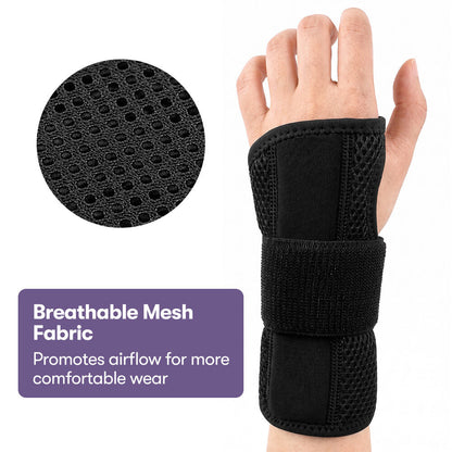 Right Wrist and Hand Brace with Aluminium Splint & Flexible Support, Black