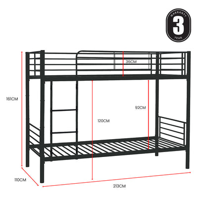 Convertible King Single Bunk Bed Frame, Dark Grey, Modular Design, 0.5m & 0.7m Capacity