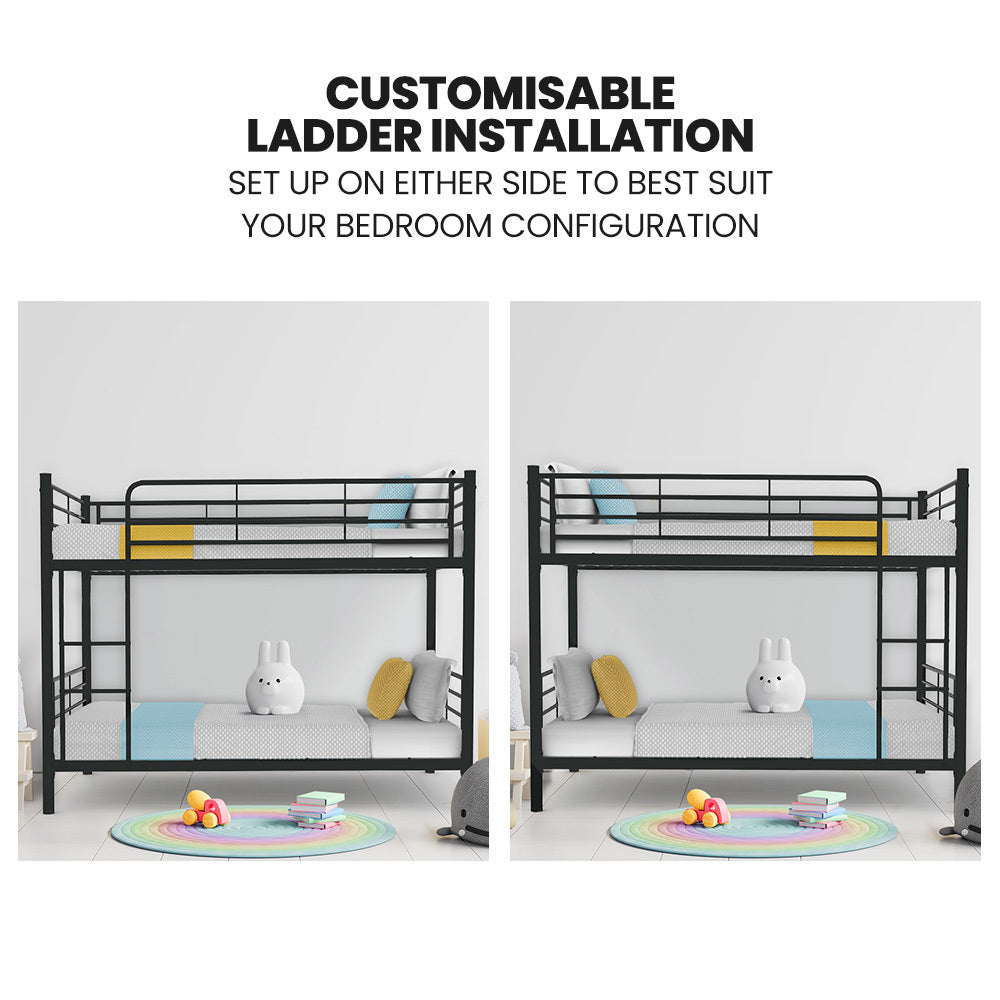 Convertible King Single Bunk Bed Frame, Dark Grey, Modular Design, 0.5m & 0.7m Capacity