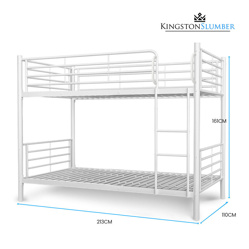 2in1 King Single Metal Bunk Bed Frame, with Modular Design, Matte White