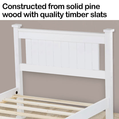 Single Wooden Bed Frame - Sturdy Pine, 150kg Capacity, Modern Design