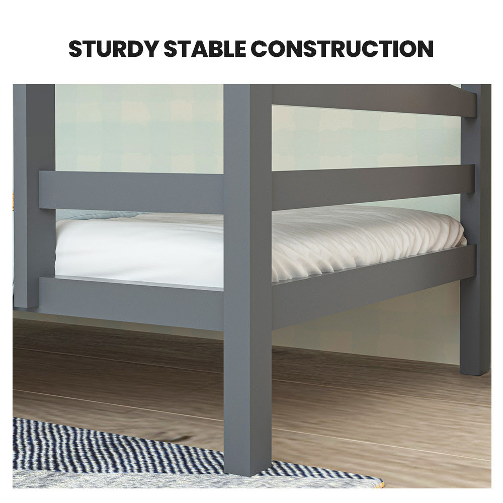 Modular Pine Bunk Bed Frame, Converts to Two Singles, Grey, Kids' Furniture