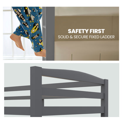 Modular Pine Bunk Bed Frame, Converts to Two Singles, Grey, Kids' Furniture