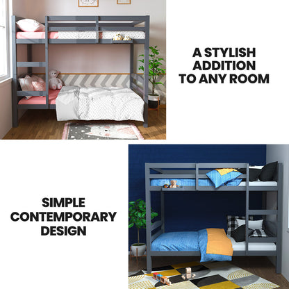 Modular Pine Bunk Bed Frame, Converts to Two Singles, Grey, Kids' Furniture