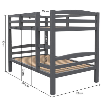 Modular Pine Bunk Bed Frame, Converts to Two Singles, Grey, Kids' Furniture