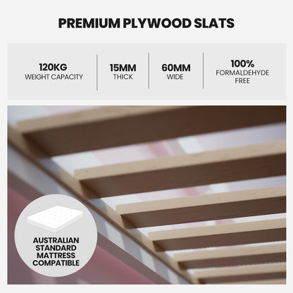 Single Sofa Bed Frame with Storage Drawers, Pine Wood, 120kg Capacity, White