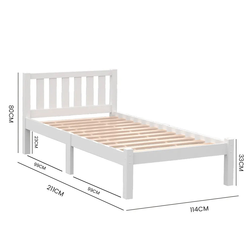 King Single Wooden Bed Frame with Durable Timber Slats, 150 kg Capacity