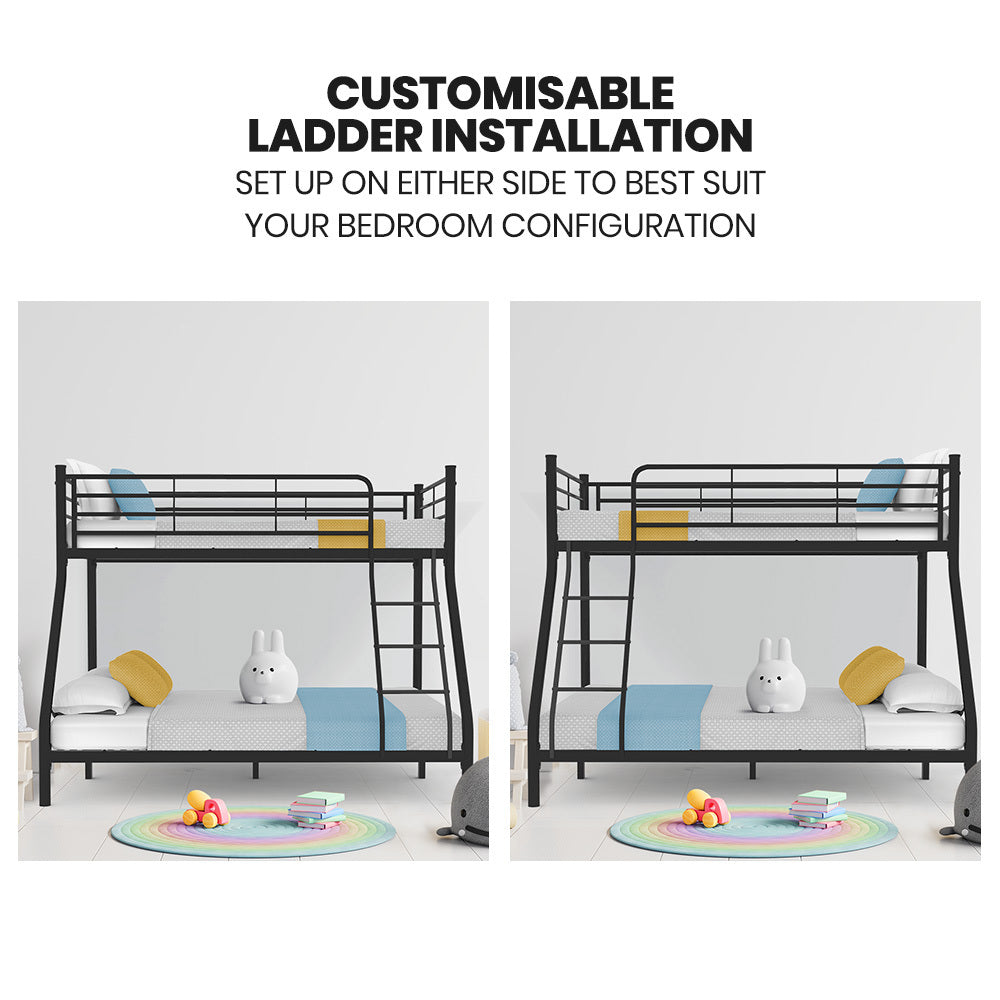 Metal Bunk Bed Frame: Single Over Double, Matte Grey, 0.19m/0.38m Weight Capacity