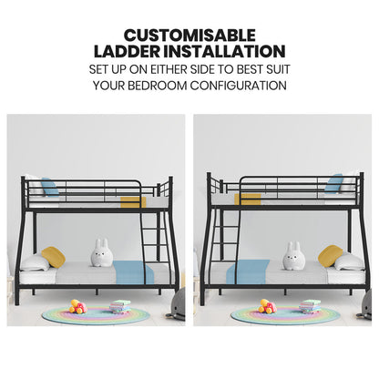 Metal Bunk Bed Frame: Single Over Double, Matte Grey, 0.19m/0.38m Weight Capacity