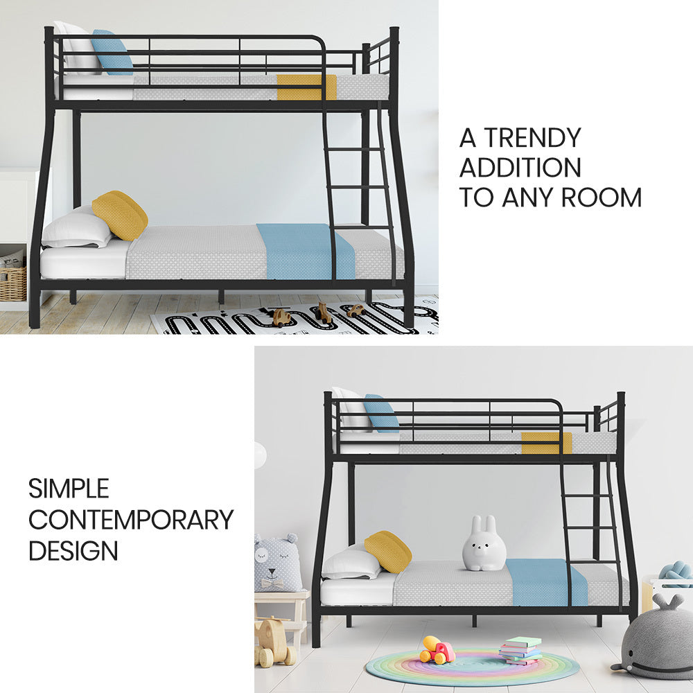 Metal Bunk Bed Frame: Single Over Double, Matte Grey, 0.19m/0.38m Weight Capacity